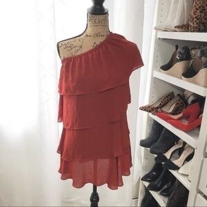 ❄️ One shoulder ruffle dress ** Rust **